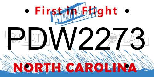 PDW2273 North Carolina License Plate