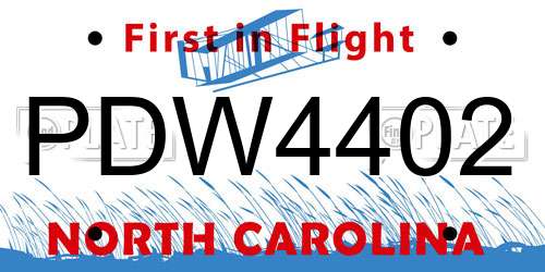 PDW4402 North Carolina License Plate