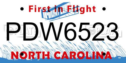 PDW6523 North Carolina License Plate