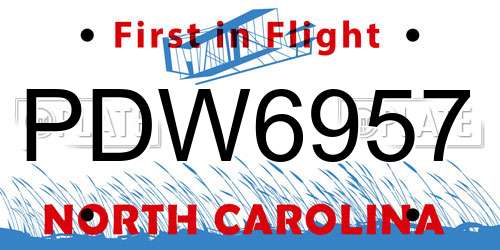 PDW6957 North Carolina License Plate
