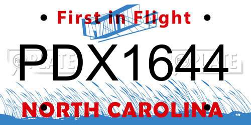 PDX1644 North Carolina License Plate
