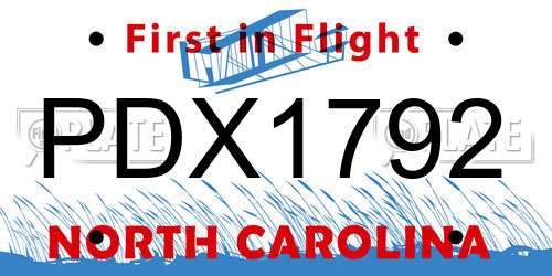 PDX1792 North Carolina License Plate