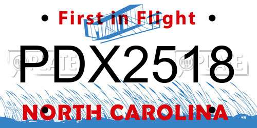PDX2518 North Carolina License Plate