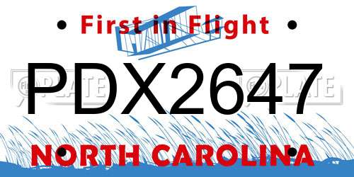 PDX2647 North Carolina License Plate