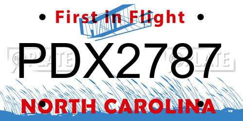 PDX2787 North Carolina License Plate