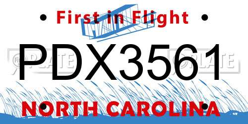 PDX3561 North Carolina License Plate