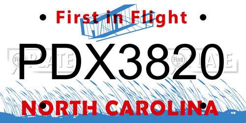 PDX3820 North Carolina License Plate