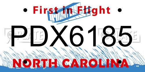 PDX6185 North Carolina License Plate