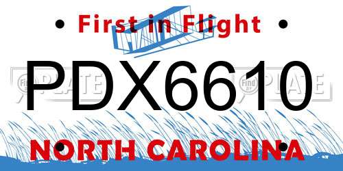 PDX6610 North Carolina License Plate