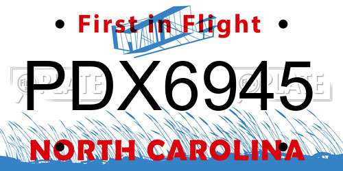 PDX6945 North Carolina License Plate