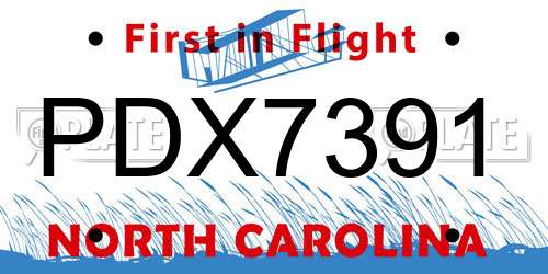 PDX7391 North Carolina License Plate