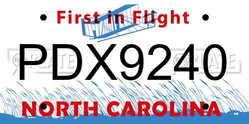 PDX9240 North Carolina License Plate