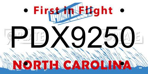 PDX9250 North Carolina License Plate