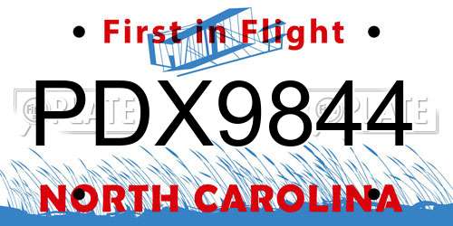PDX9844 North Carolina License Plate