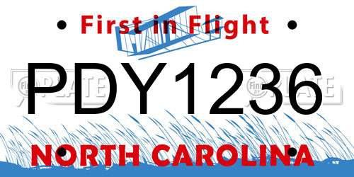 PDY1236 North Carolina License Plate
