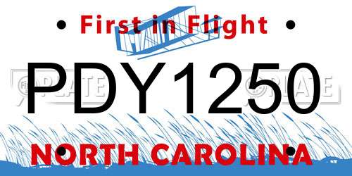 PDY1250 North Carolina License Plate