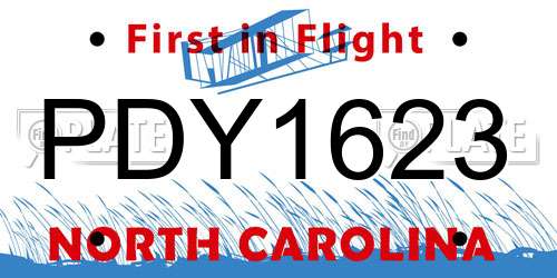 PDY1623 North Carolina License Plate