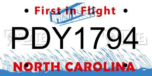 PDY1794 North Carolina License Plate