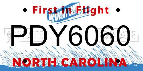 PDY6060 North Carolina License Plate