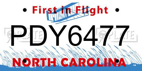 PDY6477 North Carolina License Plate