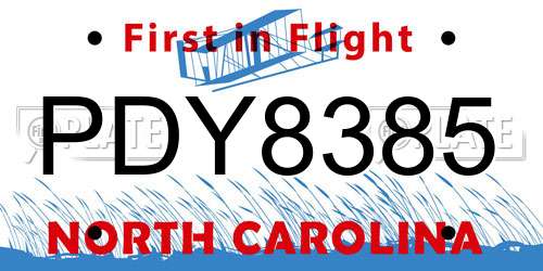 PDY8385 North Carolina License Plate
