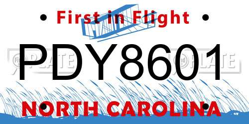PDY8601 North Carolina License Plate