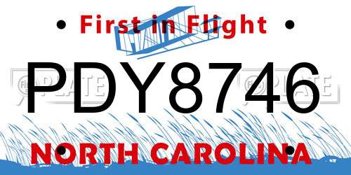 PDY8746 North Carolina License Plate