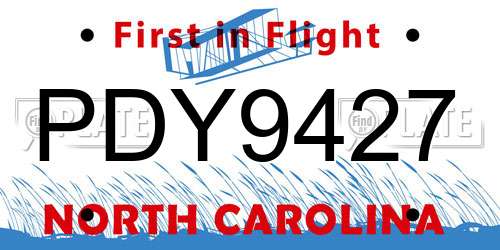 PDY9427 North Carolina License Plate