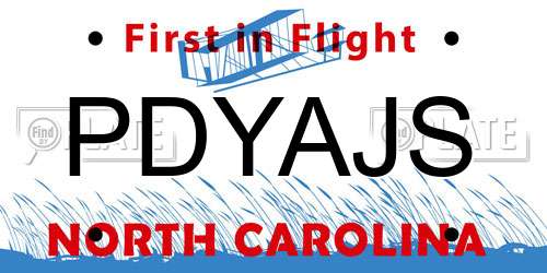 PDYAJS North Carolina License Plate