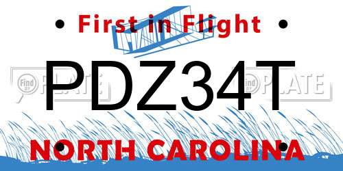 PDZ34T North Carolina License Plate