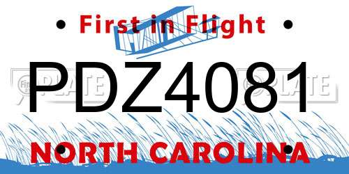 PDZ4081 North Carolina License Plate