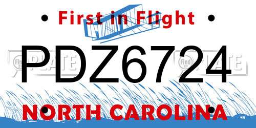 PDZ6724 North Carolina License Plate