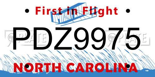 PDZ9975 North Carolina License Plate