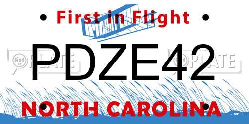 PDZE42 North Carolina License Plate