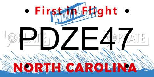 PDZE47 North Carolina License Plate