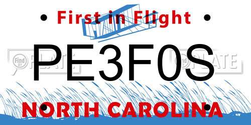 PE3F0S North Carolina License Plate