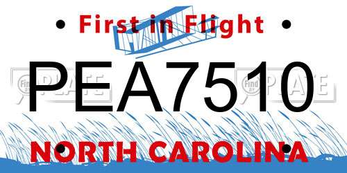 PEA7510 North Carolina License Plate