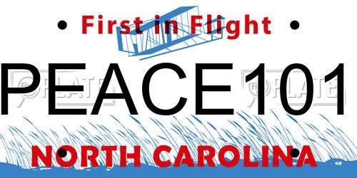 PEACE101 North Carolina License Plate