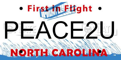 PEACE2U North Carolina License Plate