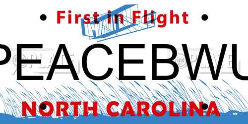PEACEBWU North Carolina License Plate