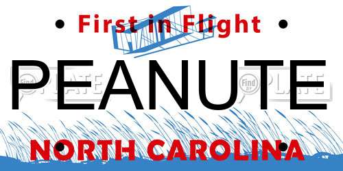 PEANUTE North Carolina License Plate