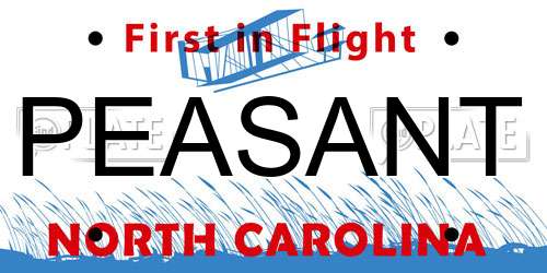 PEASANT North Carolina License Plate