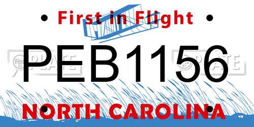 PEB1156 North Carolina License Plate