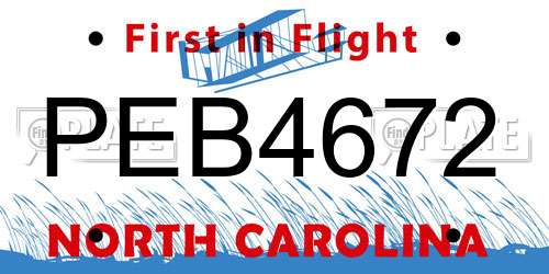 PEB4672 North Carolina License Plate