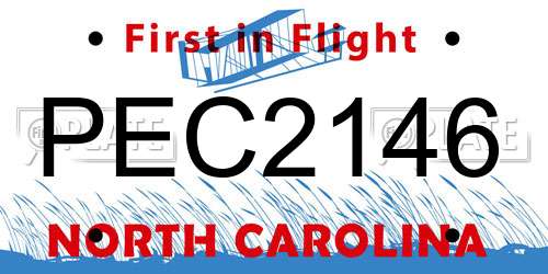 PEC2146 North Carolina License Plate