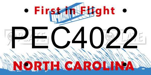 PEC4022 North Carolina License Plate