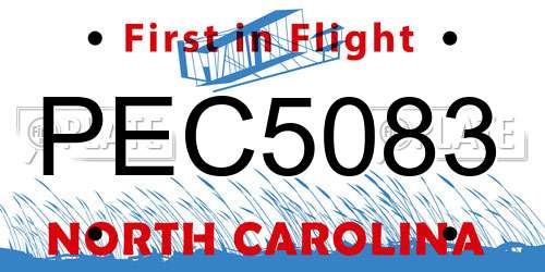 PEC5083 North Carolina License Plate
