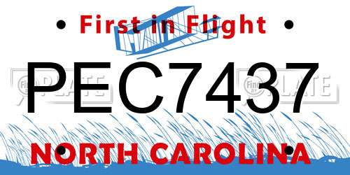 PEC7437 North Carolina License Plate
