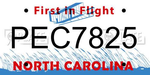 PEC7825 North Carolina License Plate