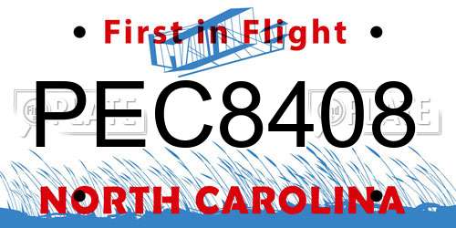 PEC8408 North Carolina License Plate